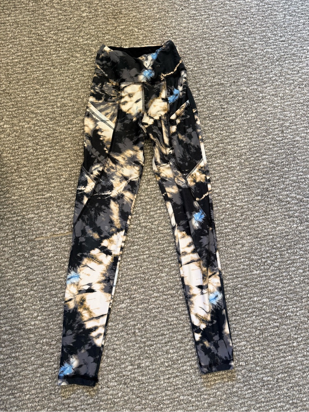 Black & Cream Tie-Dye Active Leggings